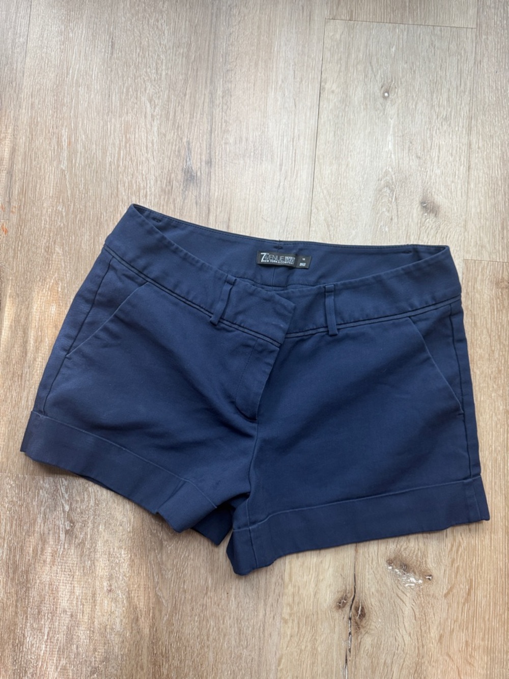 7 For All Mankind Navy Cotton Blend Tailored Shorts